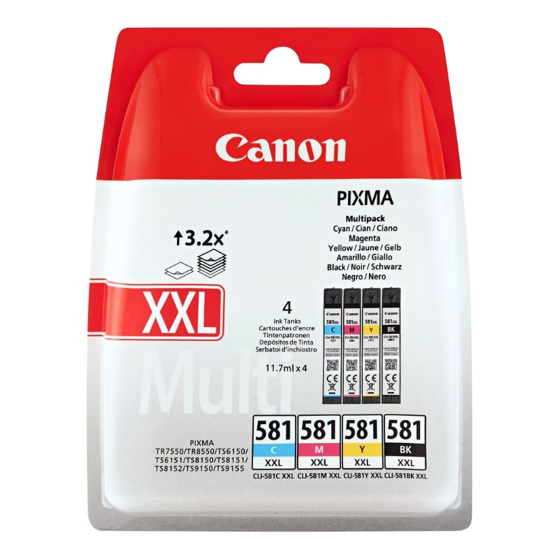 Πακέτο 4 μελανιών CANON CLI-581XXL Value Pack - Black/Cyan/Magenta/Yellow 4x11.7ml (1998C005)