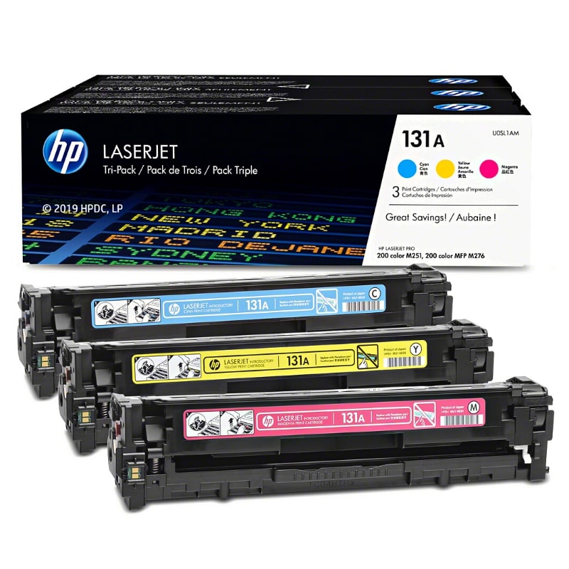 Toner HP 131A 3-Pack Cyan-Magenta-Yellow Toner Γνήσιο - 3x1.800 σελ. (U0SL1AM)