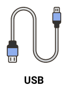  Η Εικόνα επισημαίνει ότι ο εκτυπωτής μπορεί να συνδεθεί με καλώδιο USB 