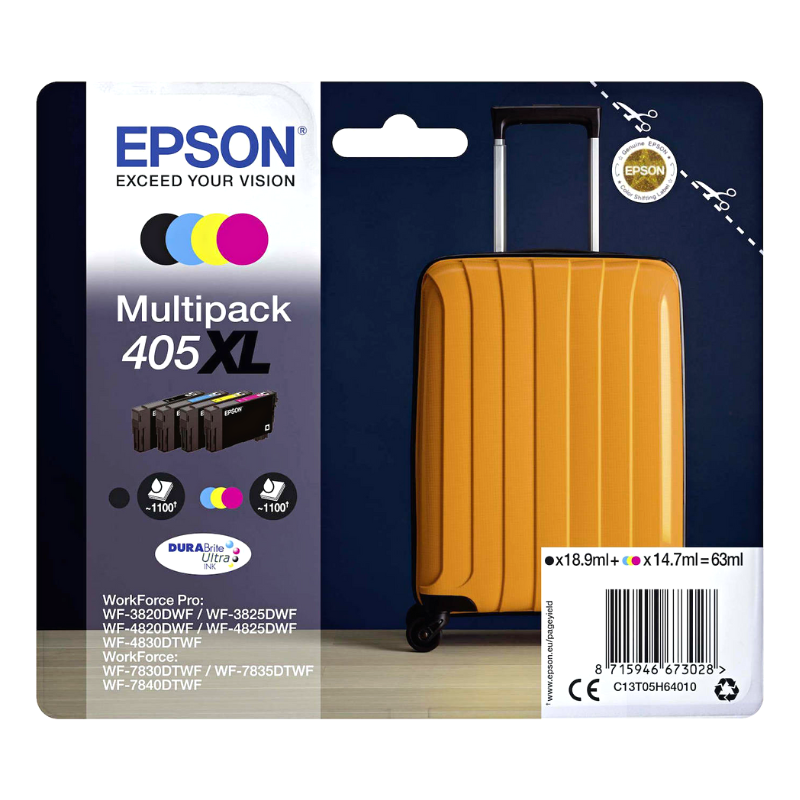 Πακέτο 4 Μελανιών EPSON 405XL Multipack Black/Cyan/Magenta/Yellow - 4 x 1.100 σελ. (C13T05H64010)