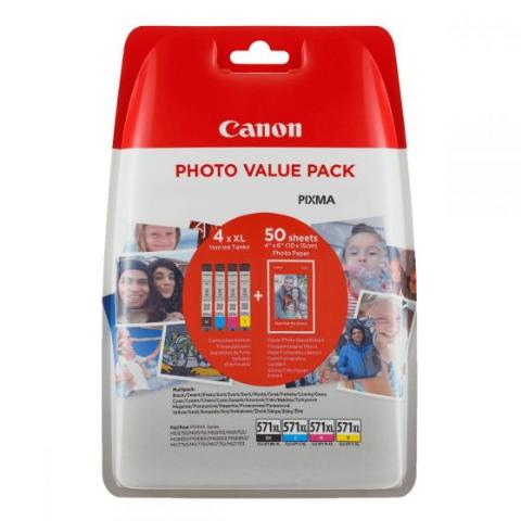 Μελάνι CANON CLI-571XL Value Pack Black/Cyan/ Magenta/Yellow - 500 σελ. (0332C005)