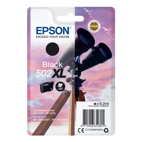 Μελάνι EPSON 502XL Black T02W14 (C13T02W14010) 550 σελ.