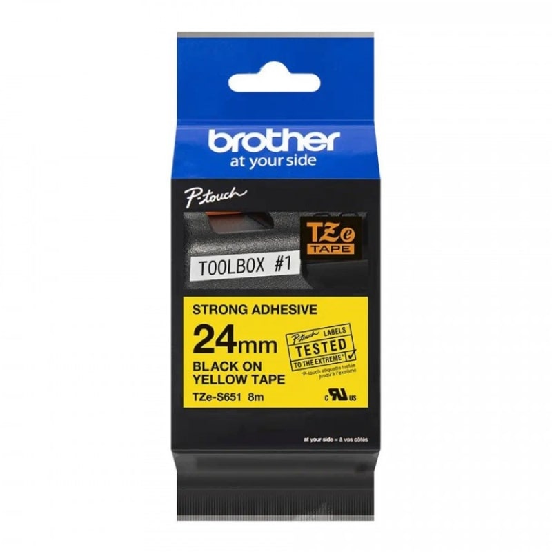 Ετικέτες BROTHER TZE-S651 Labelling Tape Cassette – Black on Yellow 8m x 24mm (BRO-TZES651)