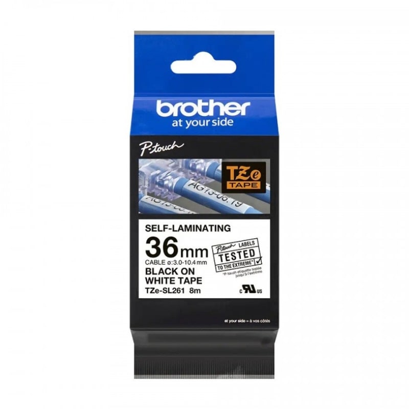 Ετικέτες BROTHER TZE-SL261 Self-Laminating Labelling Tape Cassette – Black on White 8m x 36mm (BRO-TZESL261)