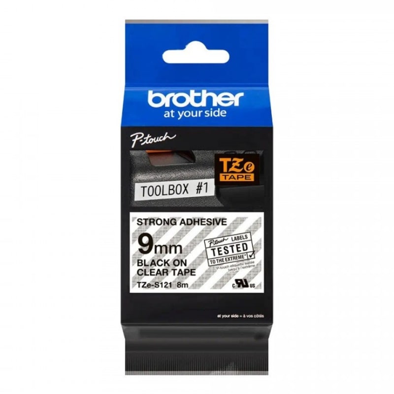 Ετικέτες BROTHER TZE-S121 Labelling Tape Cassette – Black on Clear 8m x 9mm (TZES121)