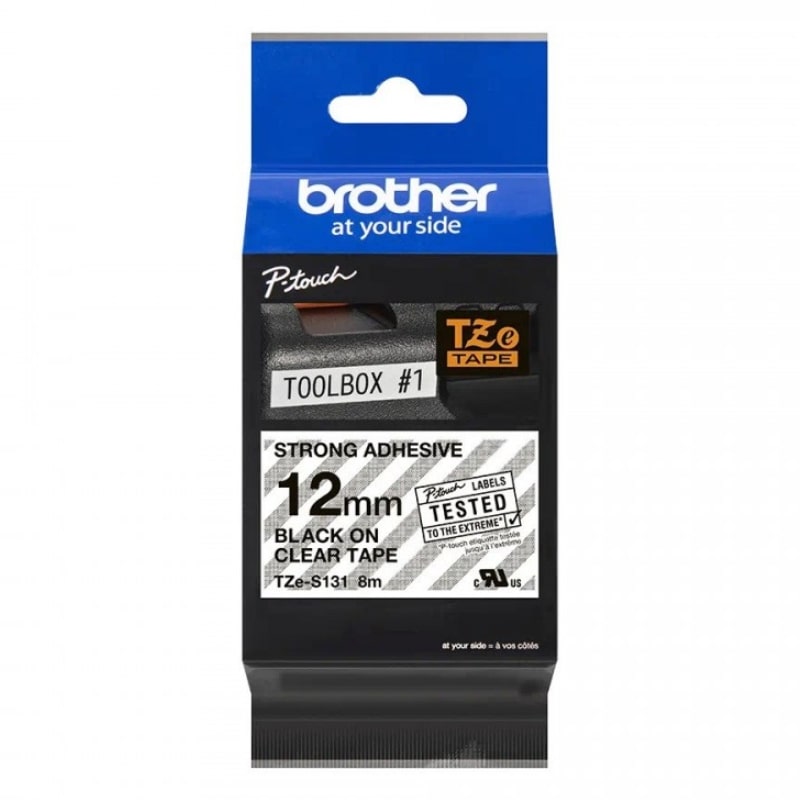 Ετικέτες BROTHER TZE-S131 Labelling Tape Cassette – Black on Clear 8m x 12mm (TZES131)