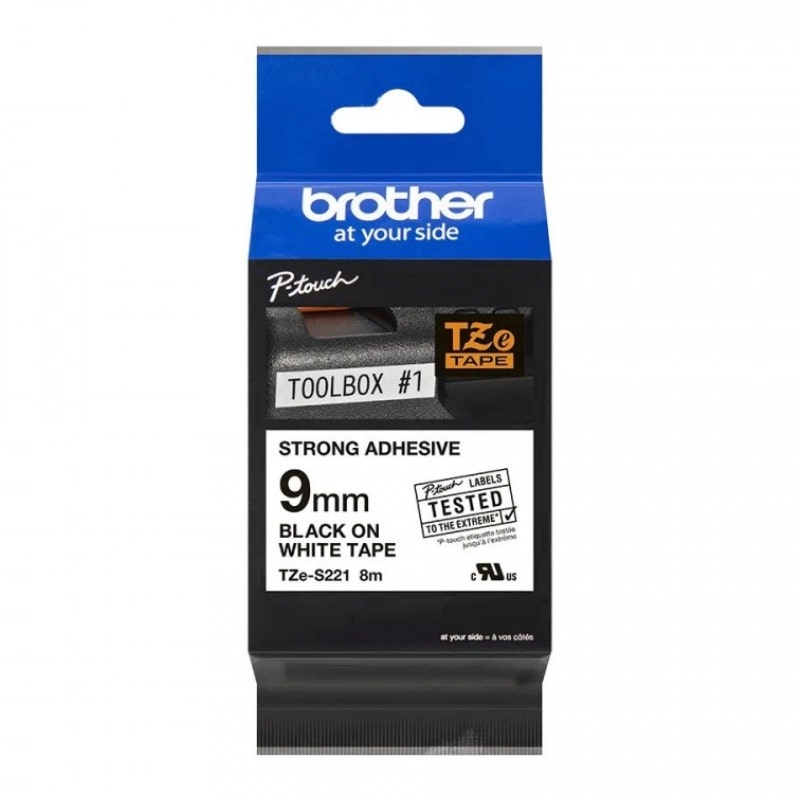 Ετικέτες BROTHER TZE-S221 Labelling Tape Cassette – Black on White 8m x 9mm (TZES221)