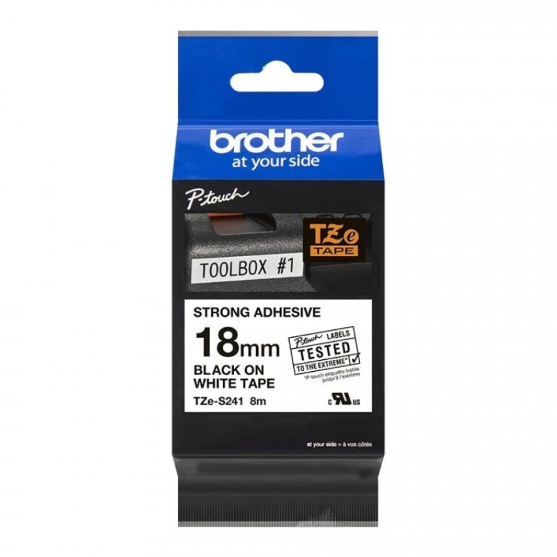 Ετικέτες BROTHER TZE-S241 Labelling Tape Cassette – Black on White 8m x 18mm (TZES241)