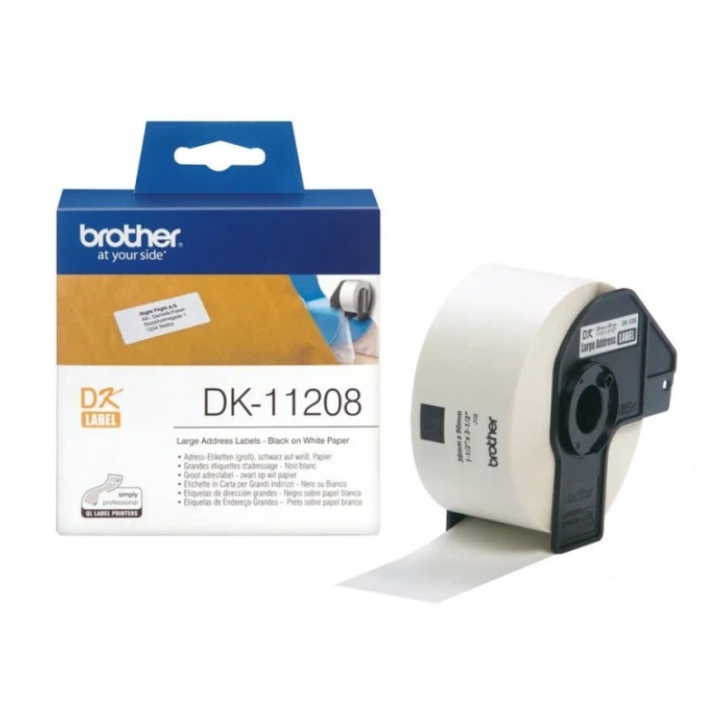 Ετικέτες BROTHER DK-11208 Label Roll – Black on White, 38mm x 90mm (DK11208)