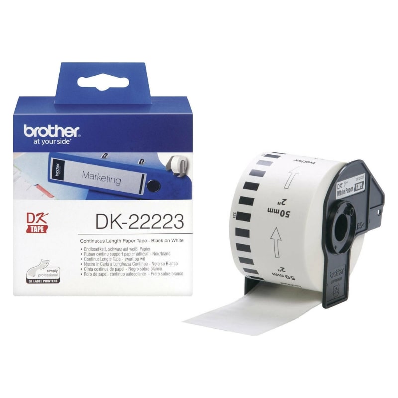 Ετικέτες BROTHER DK-22223 Continuous Paper Label Roll – Black on White 30.5m x 50mm (BRO-DK22223)