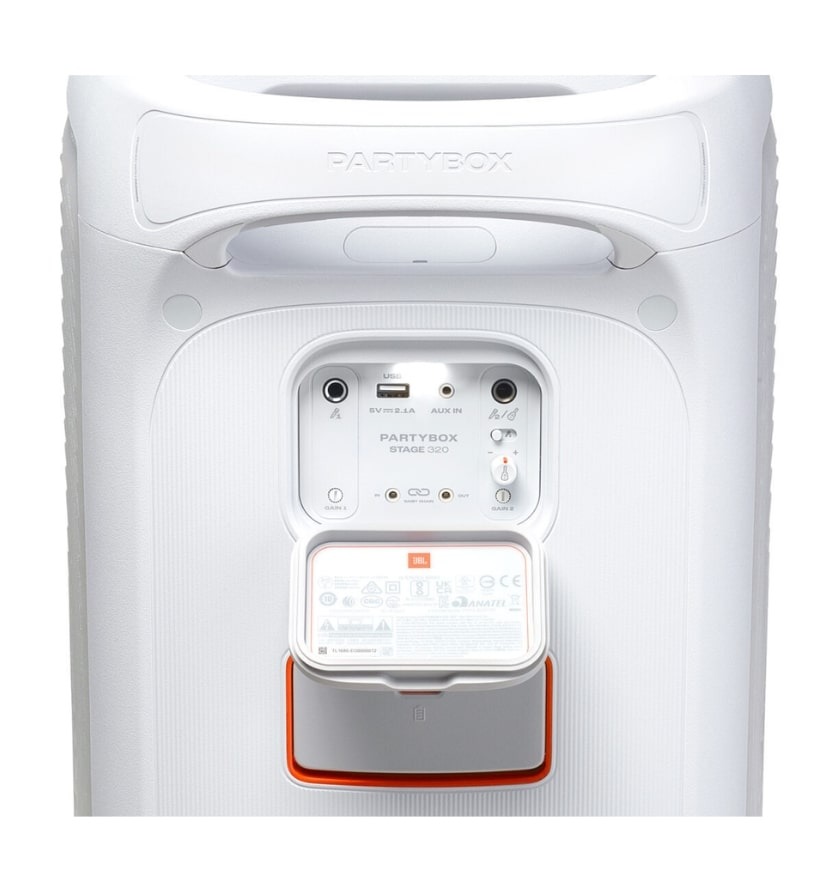 Ηχείο JBL Partybox Stage 320 Portable BT Party Speaker, Light Effect, Wheels - White (JBLPBSTAGE320SWEP)