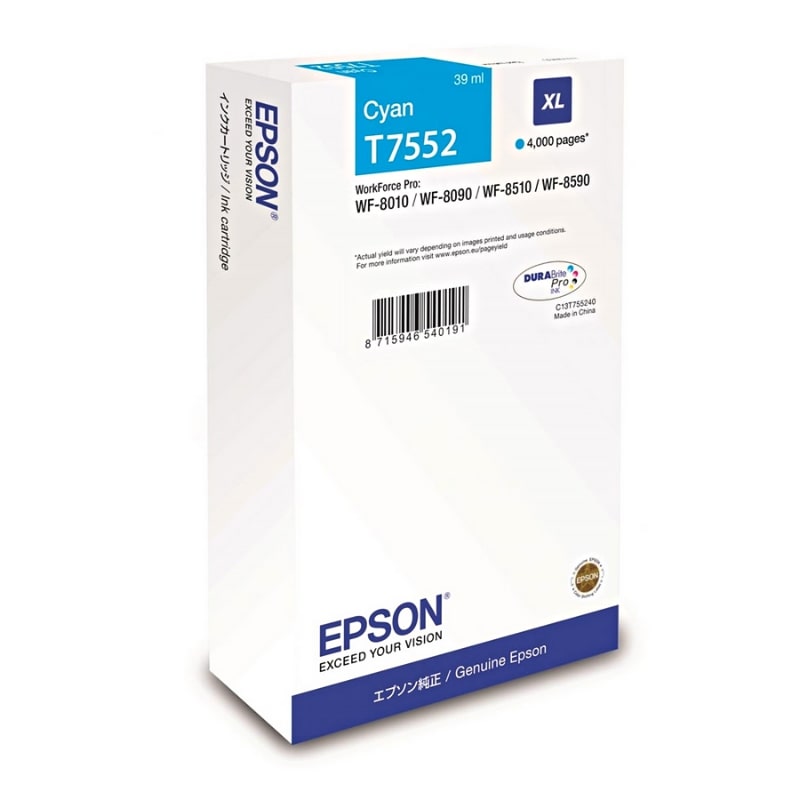 Μελάνι EPSON T7552XL Cyan - 4.000 σελ. (C13T755240)