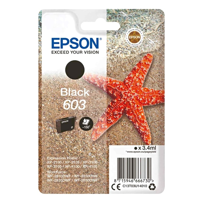 Μελάνι EPSON 603 Black - 150 σελ. (C13T03U140)