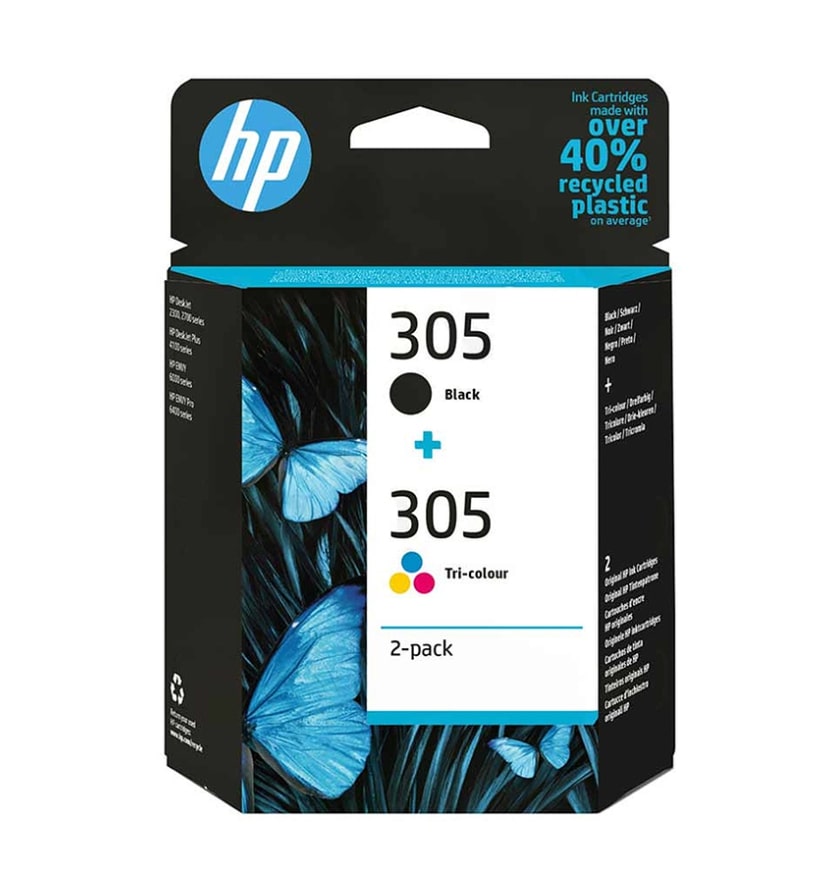 Πεκέτο 2 Μελανιών HP 305 1 x Black (120pgs) και 1 x Πολλαπλό (Cyan, Magenta, Yellow - 100pgs) - 6ZD17AE