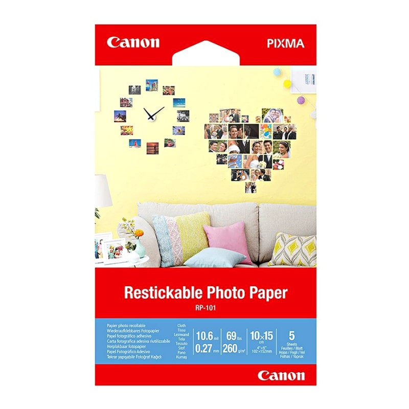 Φωτογραφικό Χαρτί CANON Α6 (10x15cm) RP-101 Gloss Restickable 260g/m² 5 Φύλλα (3635C002AA)