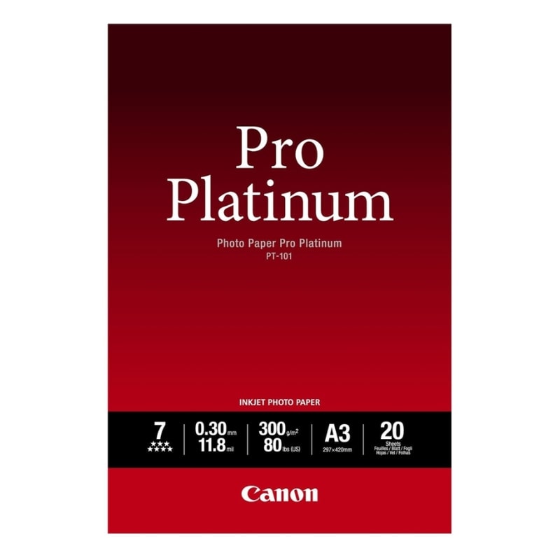 Φωτογραφικό Χαρτί CANON A3 Pro Platinum Glossy 300g/m² 20 Φύλλα (2768B017)