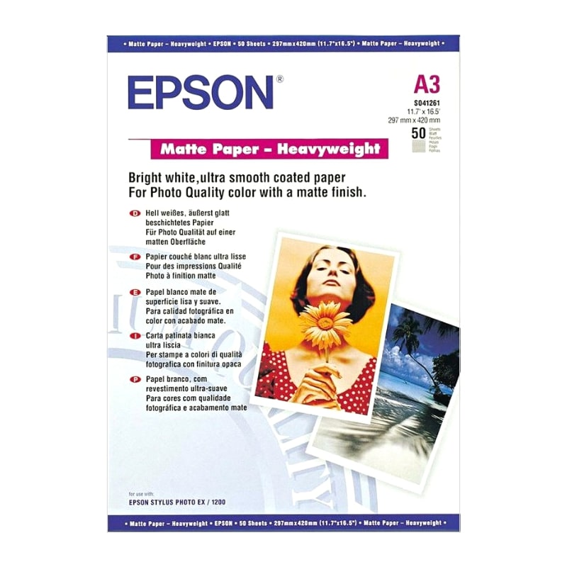 Φωτογραφικό Χαρτί EPSON A3 Heavyweight Matte 167g/m² 50 Φύλλα (C13S041261)