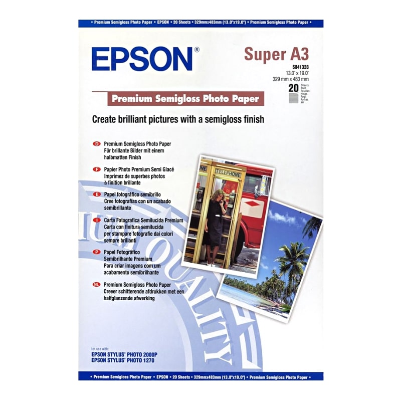 Φωτογραφικό Χαρτί EPSON A3+ Premium Semigloss 250g/m² 20 Φύλλα (C13S041328)