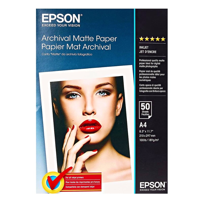 Φωτογραφικό Χαρτί EPSON A4 Archival Matte 192g/m² 50 Φύλλα (C13S041342)