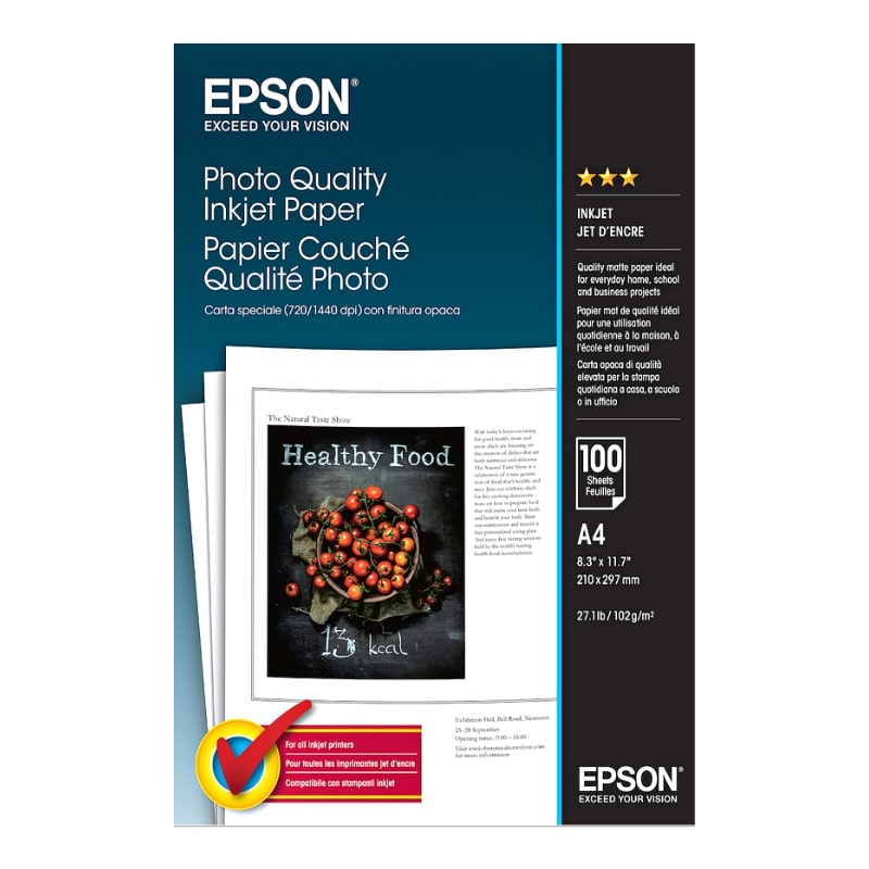 Φωτογραφικό Χαρτί EPSON A4 Matte 102g/m² 100 Φύλλα (C13S041061)