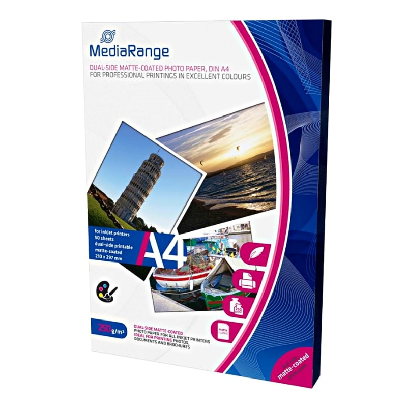 Φωτογραφικό Χαρτί MediaRange A4 Dual-side Matte για Inkjet Εκτυπωτές 200g/m² 50 Φύλλα (MRINK102)